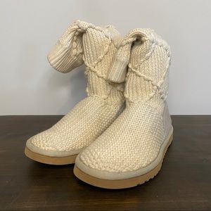 UGG Australia Argyle Knit 5879 White Sweater Boots